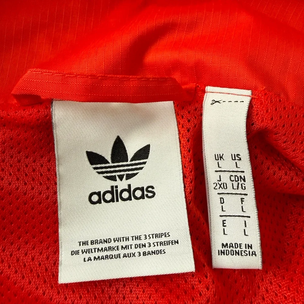Adidas Originals Men's 3D Trefoil 3-Stripes Windbreaker Jacket Active Red Size L